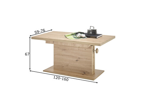 Diivanilaud MONACO tamm, 120-160x67xH59-76 cm