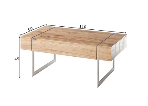 Diivanilaud PAPHOS metsik tamm / hall, 110x60xH45 cm