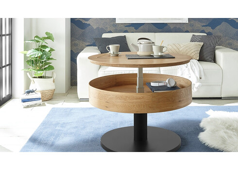 Diivanilaud TANGER metsik tamm / hall, D75xH47-65 cm