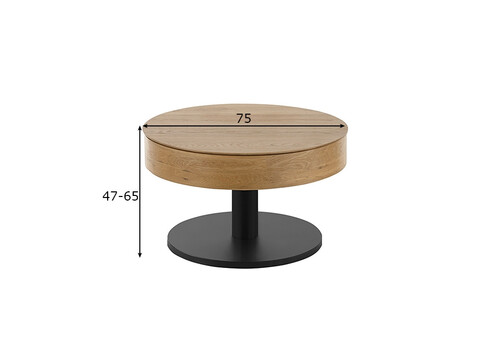 Diivanilaud TANGER metsik tamm / hall, D75xH47-65 cm