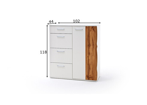 Kummut GRANADA tamm / valge, 102x44xH118 cm
