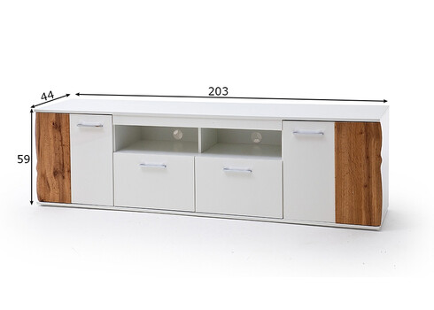 Tv-alus GRANADA tamm / valge, 203x44xH59 cm