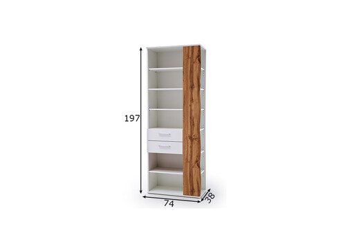 Kapp-riiul GRANADA tamm / valge, 74x44xH197 cm