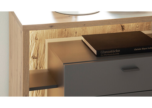 Kummut LIZZANO matthall / tamm, 156x40xH91 cm