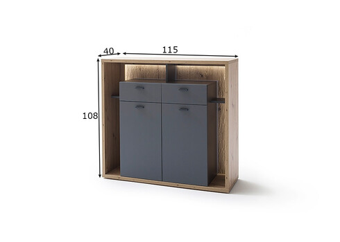 Kummut LIZZANO matthall / tamm, 115x40xH108 cm