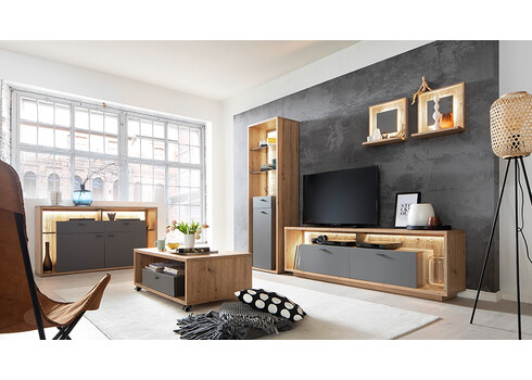 Kapp-riiul LIZZANO matthall / tamm, 66x40xH209 cm
