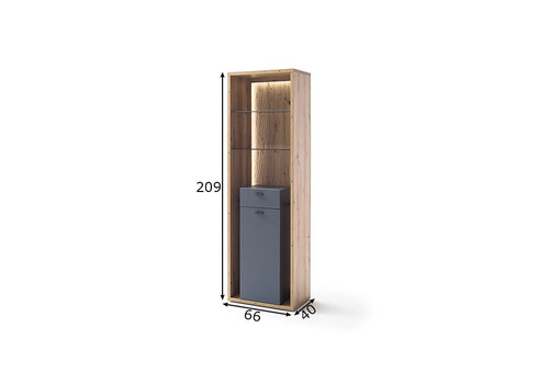 Kapp-riiul LIZZANO matthall / tamm, 66x40xH209 cm