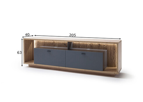 Tv-alus LIZZANO matthall / tamm, 205x40xH63 cm