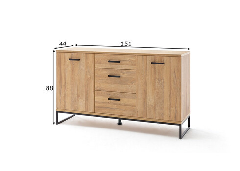 Kummut TOLEDO tamm / must, 151x44xH88 cm