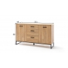 Kummut TOLEDO tamm / must, 151x44xH88 cm