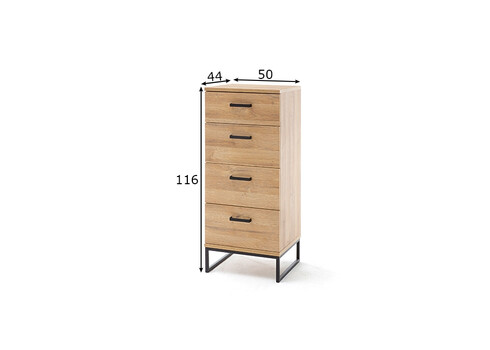 Kummut TOLEDO tamm / must, 50x44xH116 cm