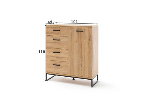 Kummut TOLEDO tamm / must, 101x44xH116 cm