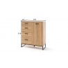 Kummut TOLEDO tamm / must, 101x44xH116 cm
