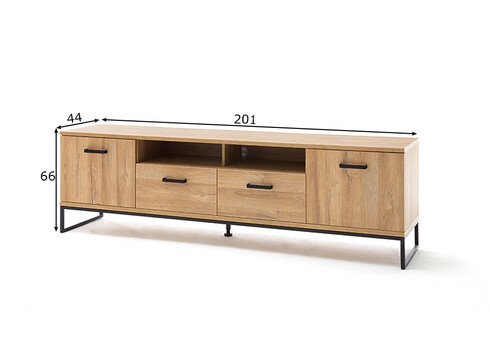 Tv-alus TOLEDO tamm / must, 201x44xH66 cm