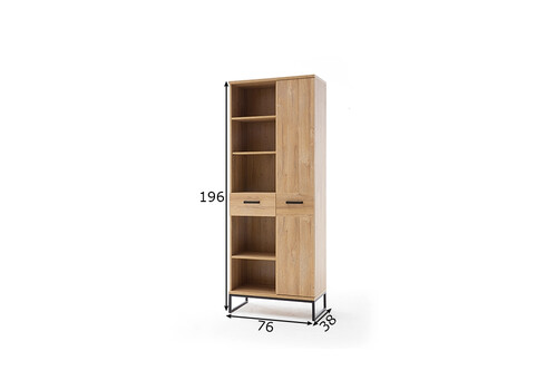 Kapp-riiul TOLEDO tamm / must, 76x38xH196 cm