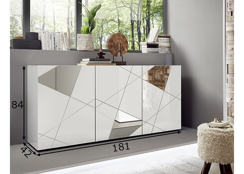 Kummut VITTORIA valge läige, 181x42xH84 cm