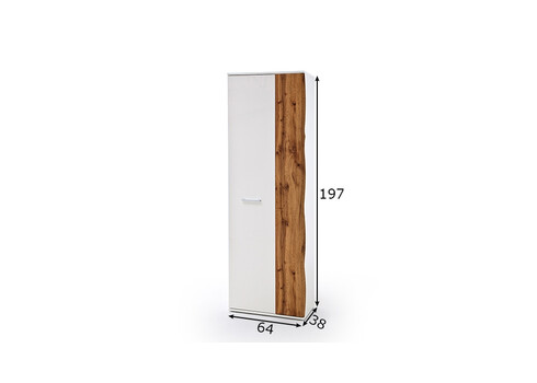 Esikukapp GRANADA tamm / valge, 64x38xH197 cm