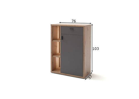 Kummut LIZZANO matthall / tamm, 76x37xH103 cm