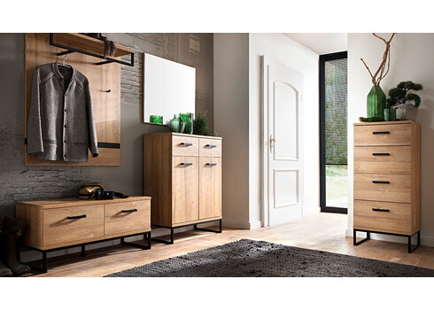 Kummut TOLEDO tamm / must, 81x38xH104 cm