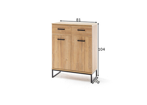 Kummut TOLEDO tamm / must, 81x38xH104 cm
