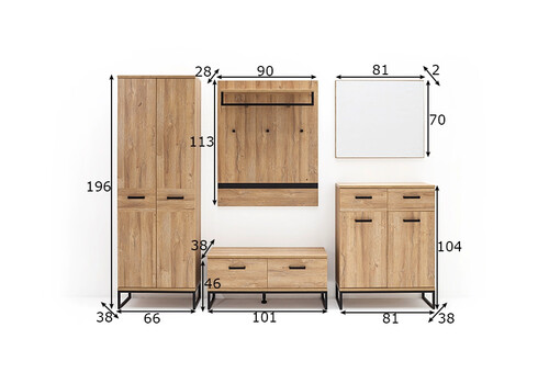 Esikukomplekt TOLEDO tamm / must