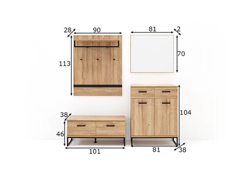 Esikukomplekt TOLEDO tamm / must