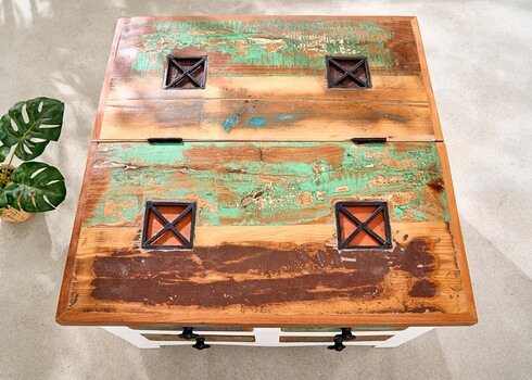 Diivanilaud JAKARTA valge / värviline, 70x70xH45 cm