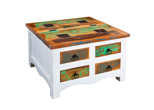 Diivanilaud JAKARTA valge / värviline, 70x70xH45 cm