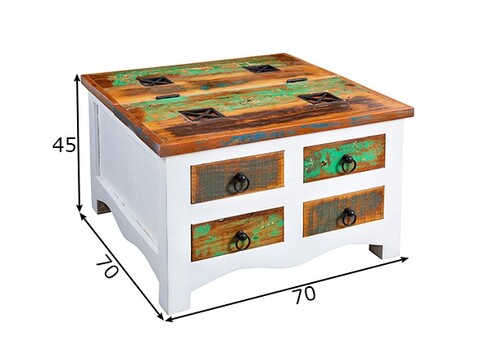 Diivanilaud JAKARTA valge / värviline, 70x70xH45 cm