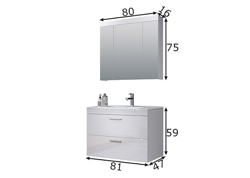 Vannitoakomplekt DEVON valge kõrgläige