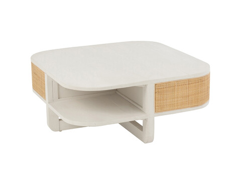 Diivanilaud MOLLY valge / helepruun, 85x85xH36 cm