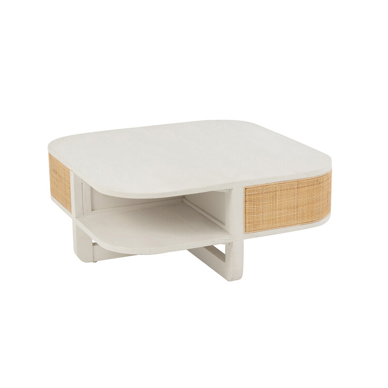 Diivanilaud MOLLY valge / helepruun, 85x85xH36 cm