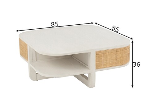 Diivanilaud MOLLY valge / helepruun, 85x85xH36 cm