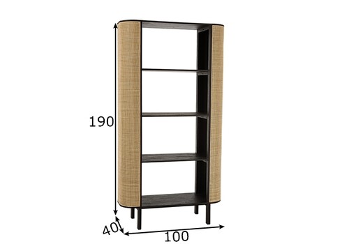 Riiul MOLLY must / helepruun, 100x40xH190 cm