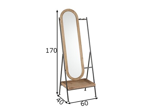 Peegel PANTAI pruun / hall, 60x40xH170 cm