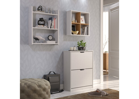 Jalatsikapp MESTRE valge, 60x25xH78 cm