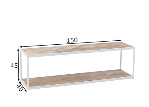Diivanilaud ZIGZAG pruun / valge, 150x40xH45 cm