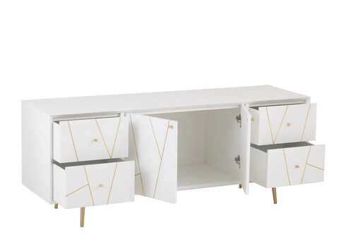 Tv-alus LINES valge / kuldne, 150x45xH59 cm
