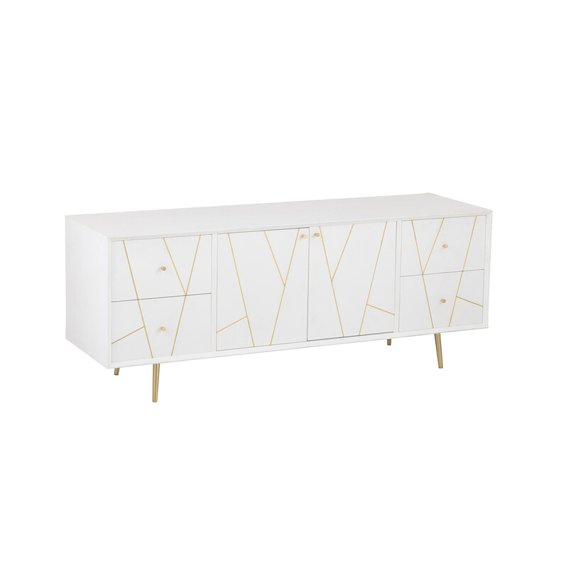 Tv-alus LINES valge / kuldne, 150x45xH59 cm