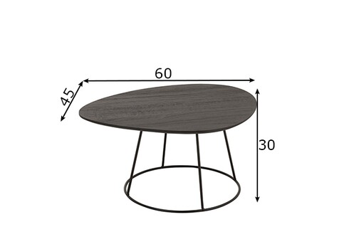 Diivanilaud OVAL tumehall / must, 60x45xH30 cm