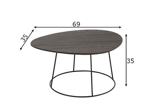 Diivanilaud OVAL tumehall / must, 69x55xH35 cm