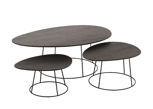 Diivanilaud OVAL tumehall / must, 121x80xH40 cm