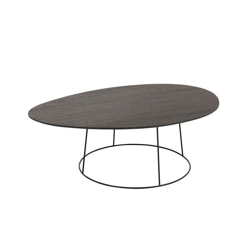 Diivanilaud OVAL tumehall / must, 121x80xH40 cm