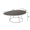 Diivanilaud OVAL tumehall / must, 121x80xH40 cm
