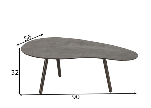 Diivanilaud DROP must, 90x56xH32 cm