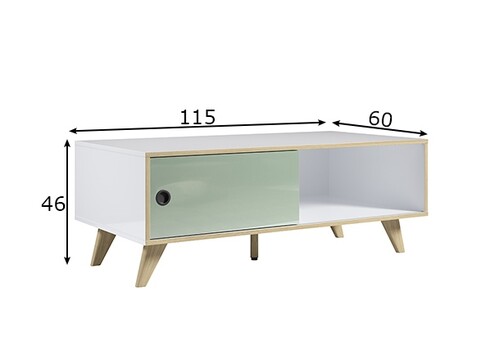 Diivanilaud ADELAIDE valge läige / roheline, 115x60xH46 cm