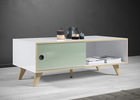 Diivanilaud ADELAIDE valge läige / roheline, 115x60xH46 cm