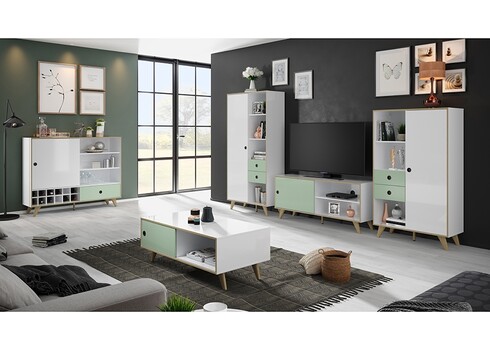 Diivanilaud ADELAIDE valge läige / roheline, 115x60xH46 cm