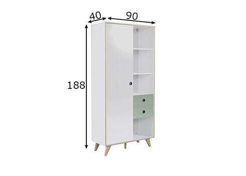 Kapp ADELAIDE valge läige / roheline, 90x188xH40 cm