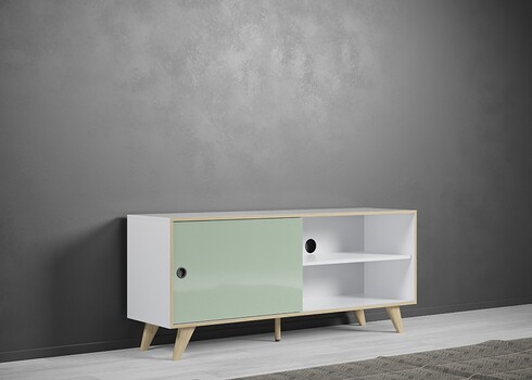 Tv-alus ADELAIDE valge läige / roheline, 145x40xH63 cm